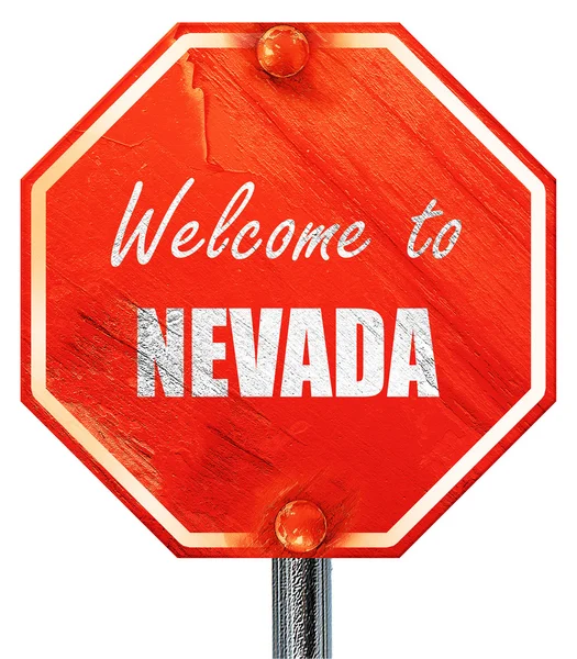 Witamy w Nevadzie, renderowania 3d, czerwony znak stopu — Zdjęcie stockowe