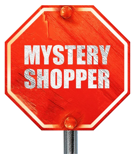 Mystery shopper, 3D rendering, a red stop sign — Stock Photo, Image