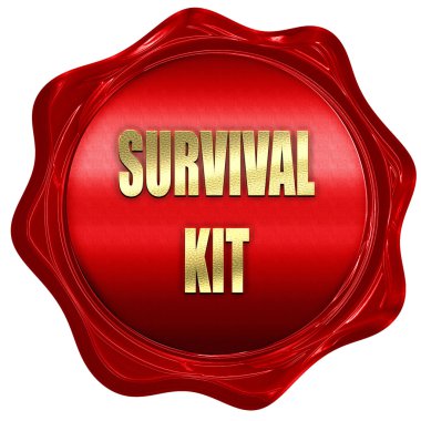 Survival kit işareti, 3d render, bir kırmızı mum mühür