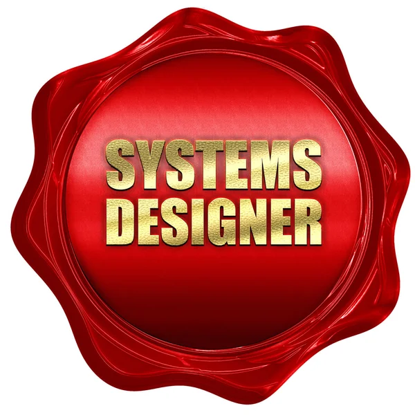 Systemdesigner, 3D-Rendering, rotes Wachssiegel — Stockfoto