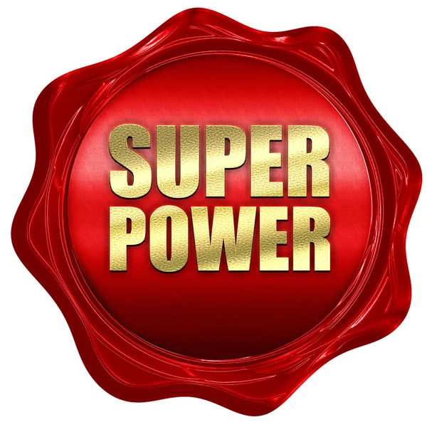 Super power, 3D rendering, a red wax seal — Stock Photo, Image