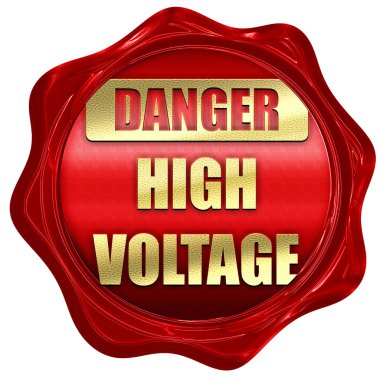 yüksek gerilim işareti, 3d render, bir kırmızı mum mühür