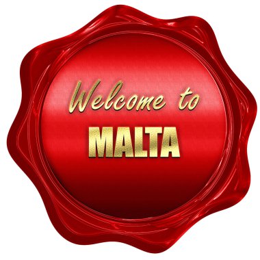 Hoşgeldiniz malta, 3d render, bir kırmızı mum mühür