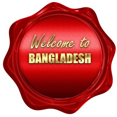 Hoşgeldiniz Bangladeş, 3d render, bir kırmızı mum mühür