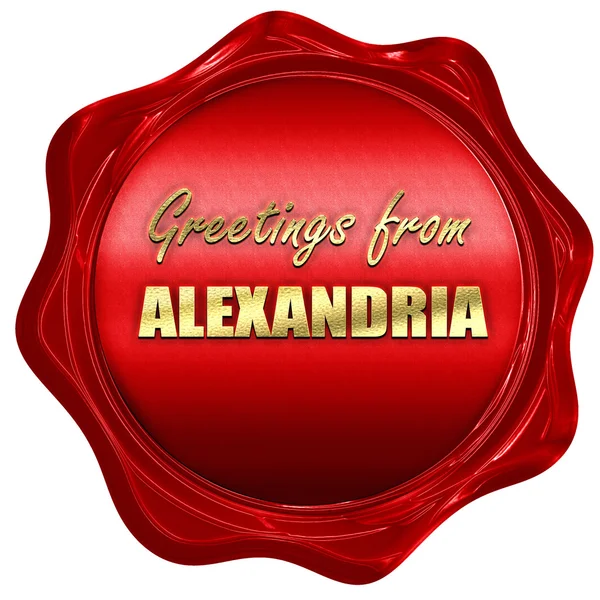 Saludos desde alexandria, renderizado 3D, un sello de cera roja —  Fotos de Stock