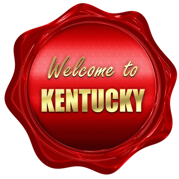 Bienvenido a kentucky, 3D renderizado, un sello de cera roja —  Fotos de Stock