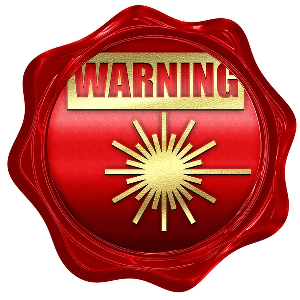 Señal de advertencia láser, representación 3D, un sello de cera roja — Foto de Stock