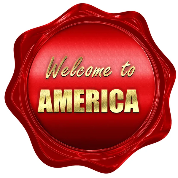 Welcome to america, 3D rendering, a red wax seal — Stock Photo, Image