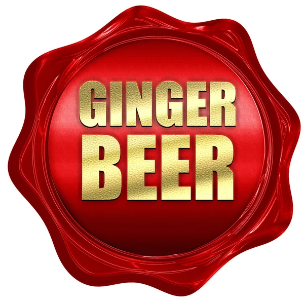 Cerveza de jengibre, representación 3D, un sello de cera roja — Foto de Stock