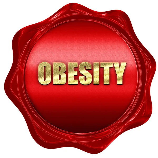 Obesity, 3D rendering, a red wax seal — Stock Photo, Image