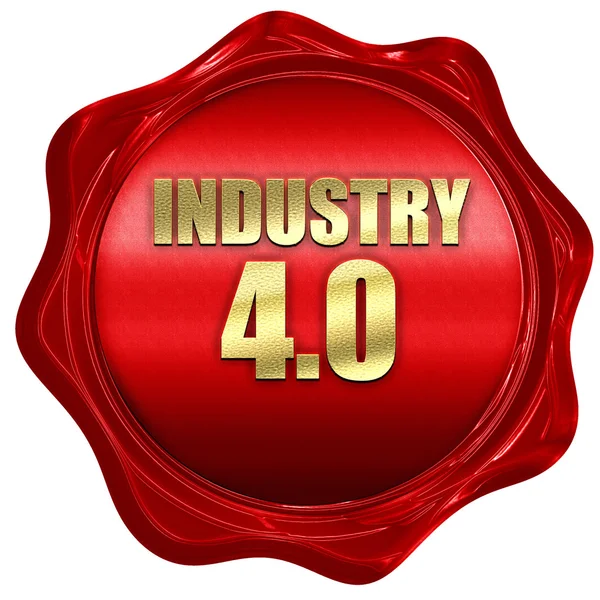 Industry 4.0, renderowania 3d, czerwonym woskiem uszczelnienia — Zdjęcie stockowe