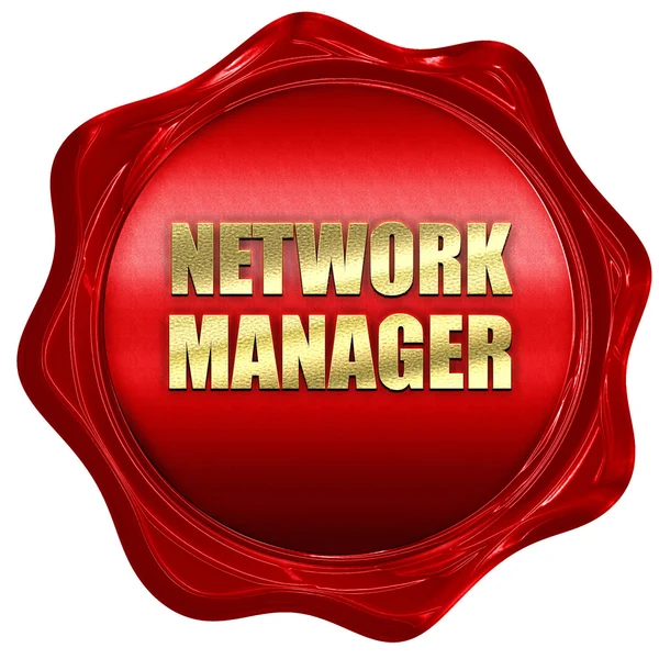 ネットワーク マネージャー、3 d レンダリング、赤いワックス シール — ストック写真