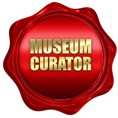 Müze küratörü, 3d render, bir kırmızı mum mühür