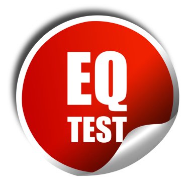 EQ testi, 3d render, kırmızı parlak etiket