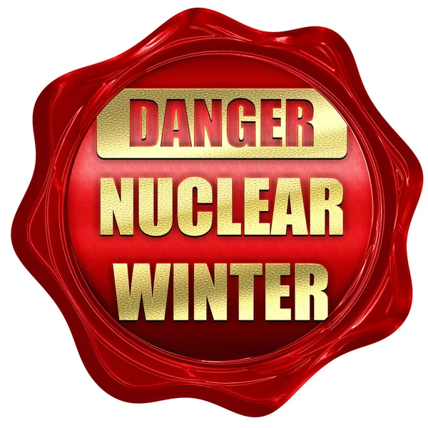 Fondo de peligro nuclear, representación 3D, un sello de cera roja — Foto de Stock