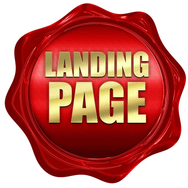 Landing page, representación 3D, un sello de cera roja —  Fotos de Stock