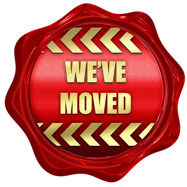 Weve taşındı işareti, 3d render, bir kırmızı mum mühür