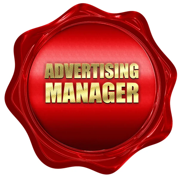 Advertising manager, 3D rendering, a red wax seal — Stock Photo, Image