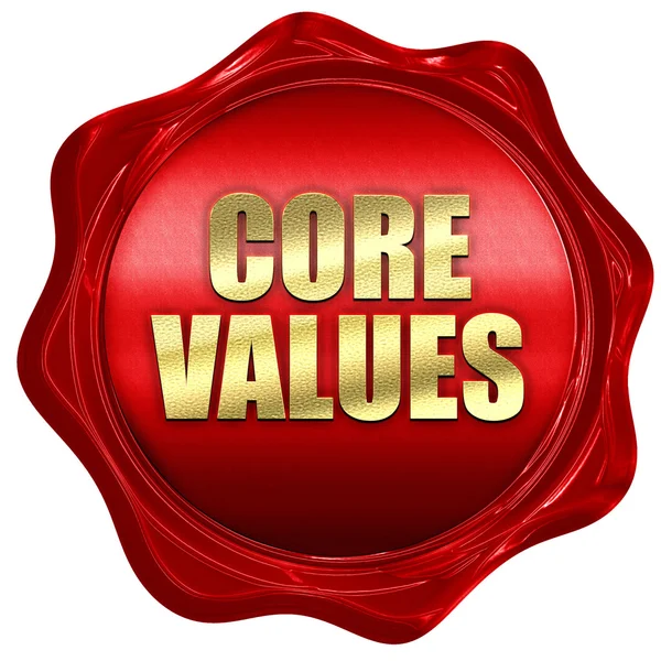 Core values, 3D rendering, a red wax seal — Stock Photo, Image