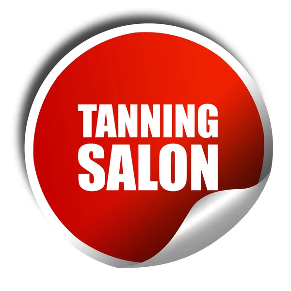 Tanning salon, 3D rendering, a red shiny sticker — Stock Photo, Image