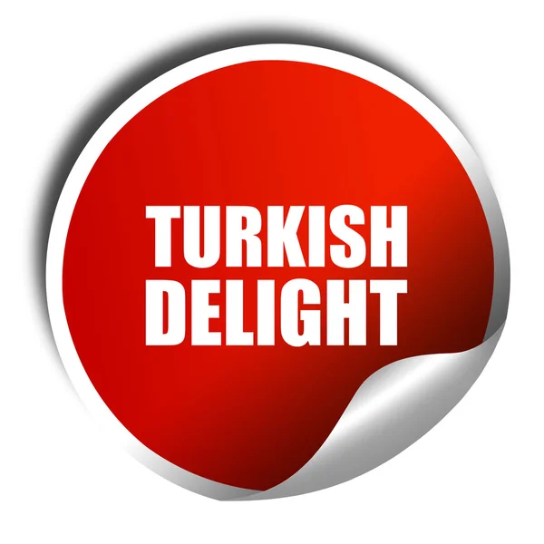 土耳其软糖，3d 渲染，红色闪亮贴纸 — 图库照片