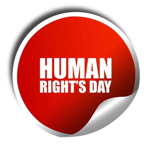 Dagen för mänskliga rättigheter, 3d-rendering, en röd blank klistermärke — Stockfoto
