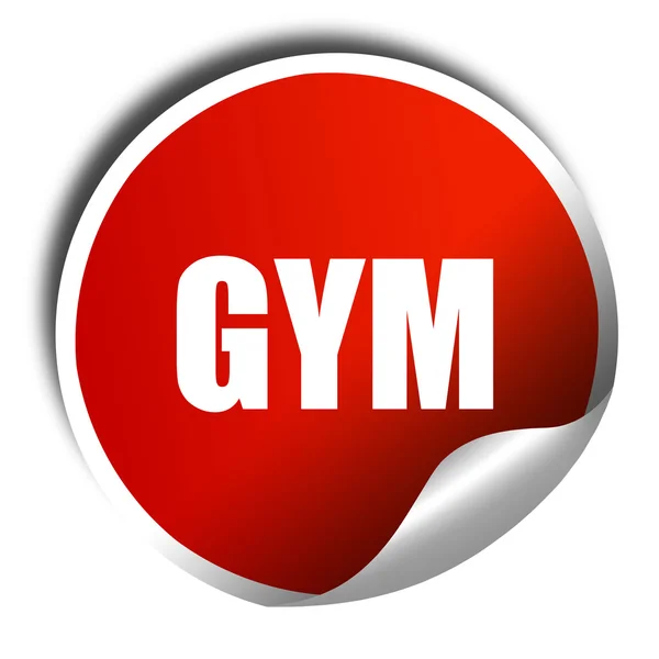 Gym, 3d-rendering, en röd blank klistermärke — Stockfoto