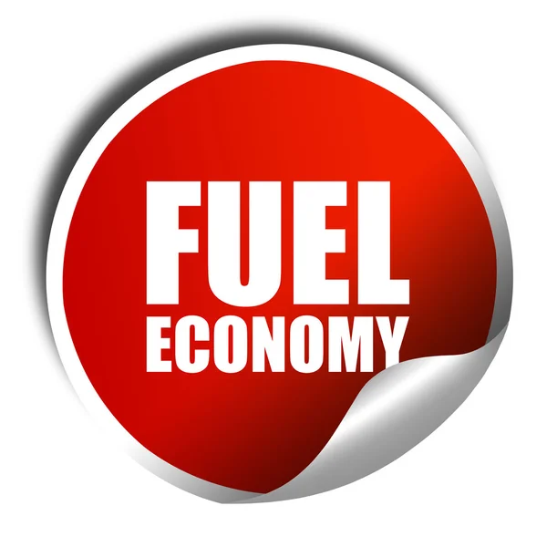Ekonomi bahan bakar, render 3D, stiker mengkilap merah — Stok Foto