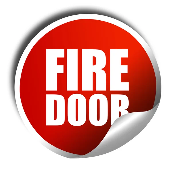 Branddörr, 3d-rendering, en röd blank klistermärke — Stockfoto