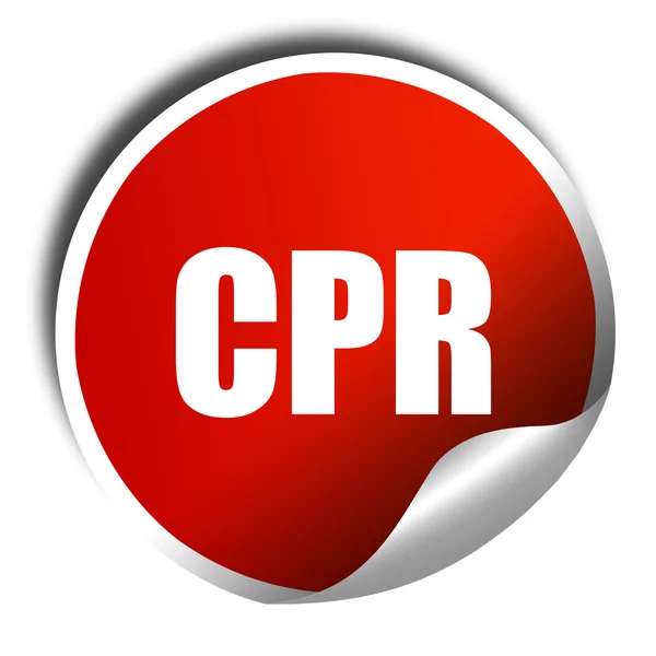 CPR, 3D-rendering, een rode glanzende sticker — Stockfoto