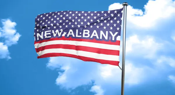 Nueva albany, representación 3D, bandera de la ciudad con estrellas y rayas —  Fotos de Stock