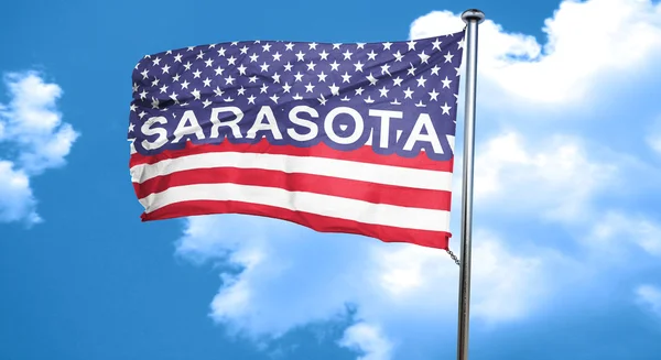 萨拉索塔，3d 渲染，市国旗有星星和条纹 — 图库照片