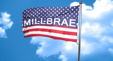 Millbrae, 3d render, yıldızlar ve çizgiler ile şehir bayrağı