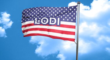 Lodi, 3d render, yıldızlar ve çizgiler ile şehir bayrağı