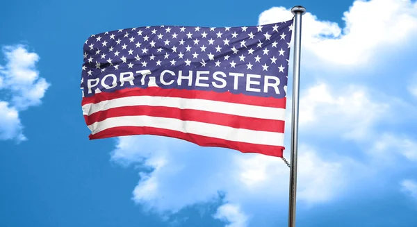 Port chester, rendering 3D, bandiera della città con stelle e strisce — Foto Stock