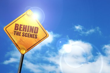 Perdenin gerisinde, 3d render, parlak sarı trafik işaretleri