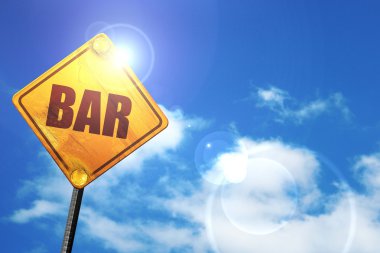 bar, 3d render, parlak sarı trafik işaretleri