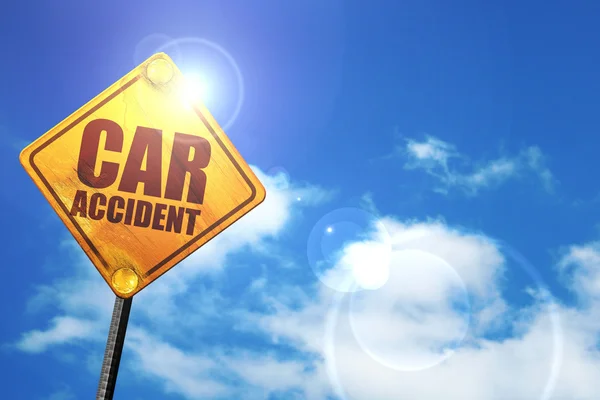 Araba kazası, 3d render, parlak sarı trafik işaretleri — Stok fotoğraf