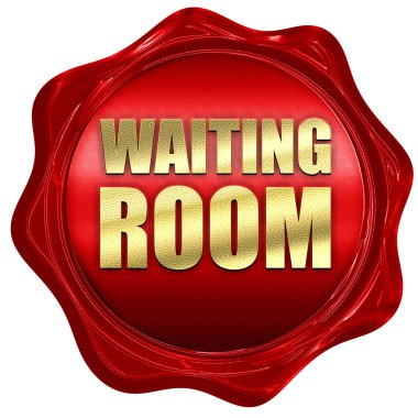 bekleme odası, 3d render, bir kırmızı mum mühür