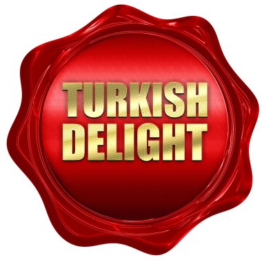 Türk Lokumu, 3d render, bir kırmızı mum mühür