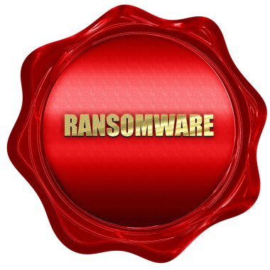 Ransomware, 3d render, bir kırmızı mum mühür