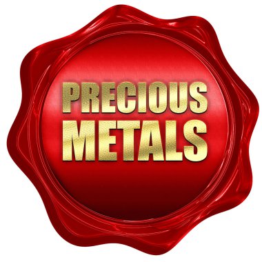 değerli metaller, 3d render, bir kırmızı mum mühür
