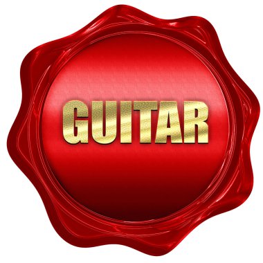 gitar, 3d render, bir kırmızı mum mühür