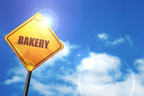 Bäckerei, 3D-Rendering, leuchtend gelbes Verkehrszeichen — Stockfoto