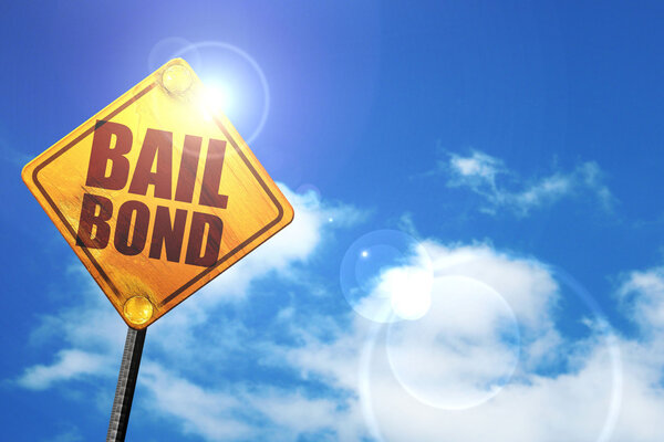 bailbond, 3D рендеринг, светящийся желтый дорожный знак
