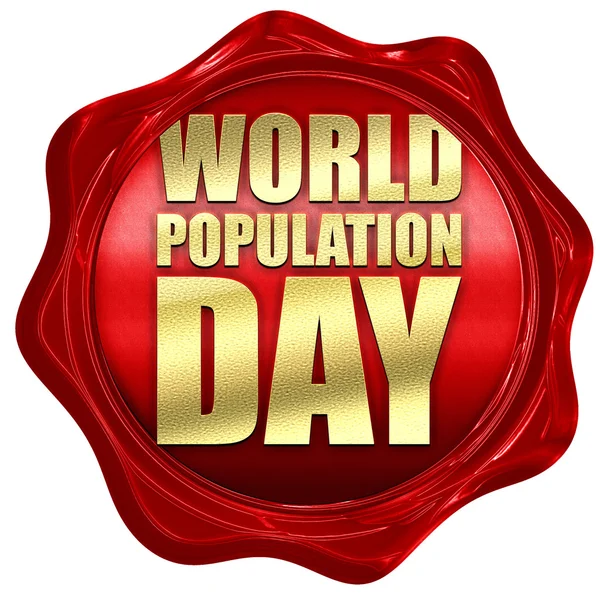 Internationale dag van de bevolking, 3D-rendering, een rode lakzegel — Stockfoto