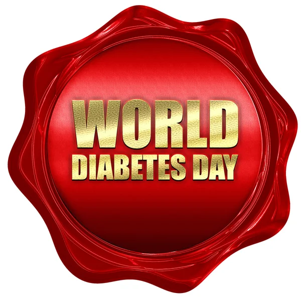 Dia mundial do diabetes, renderização 3D, um selo de cera vermelha — Fotografia de Stock