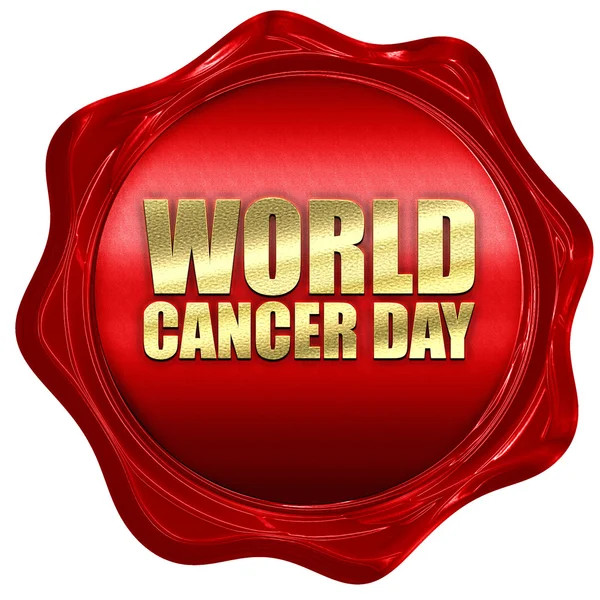 Werelddag voor kanker, 3D-rendering, een rode lakzegel — Stockfoto