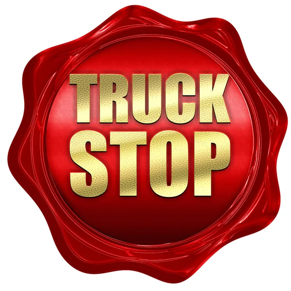 Parada de camión, representación 3D, un sello de cera roja — Foto de Stock