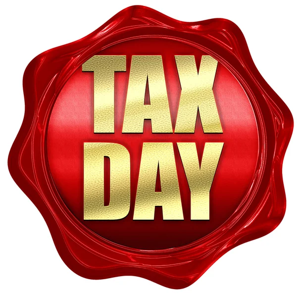 Día de impuestos, representación 3D, un sello de cera roja — Foto de Stock